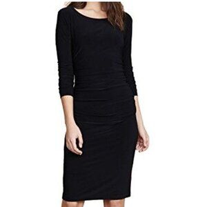 Norma Kamali Kamalikulture Long Sleeve Shirred Waist Dress black size Medium